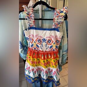 Sugarlips Olympia Floral Ruffle Tiered Cotton Mini Dress